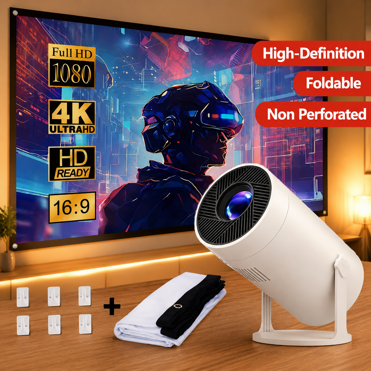 Écran de Projection HD 72 Pouce